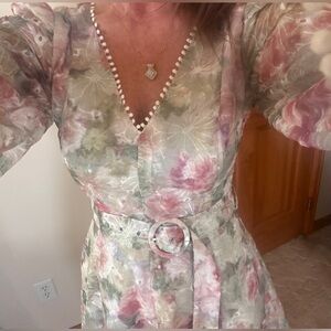 Lucy Paris Floral Pastel Mini Dress in Pink, Green, Cream XS NWT